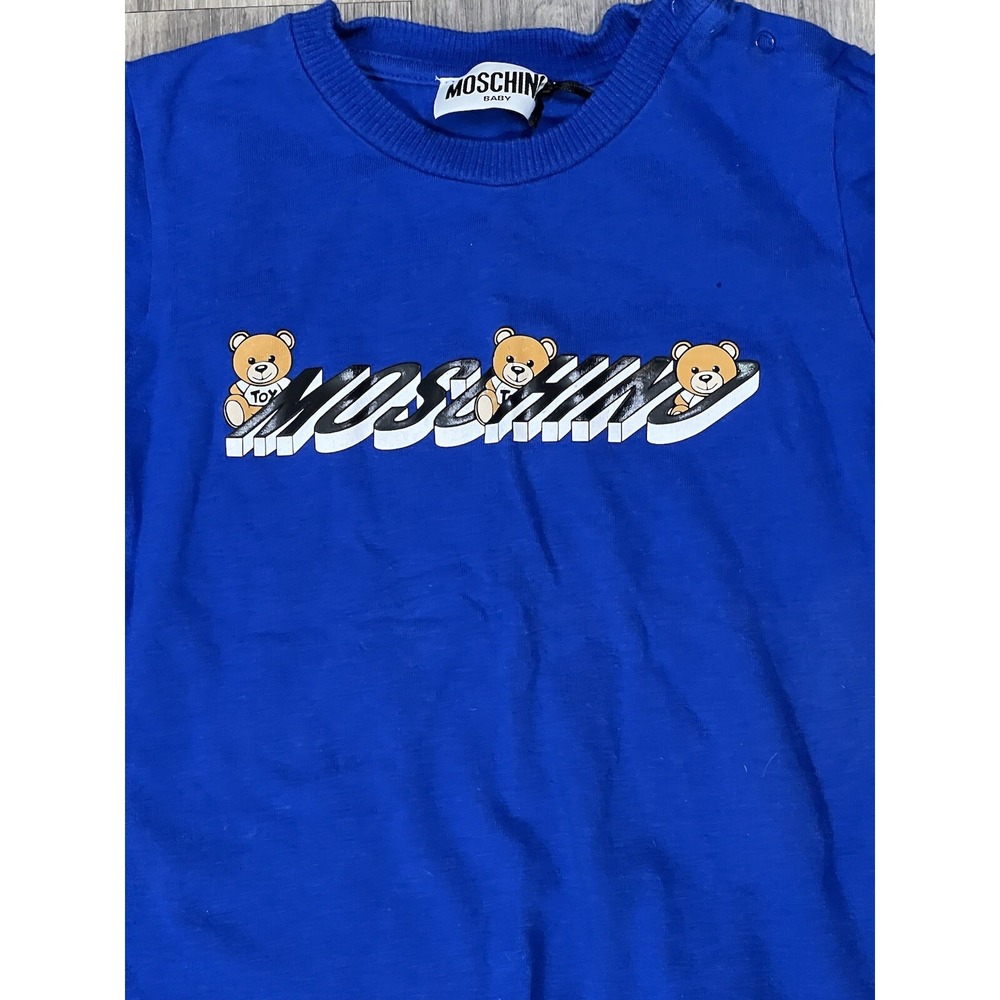 Moschino Sweatshirt Bear Blue Boys Logo Crewneck Sweater NO SIZE TAG - Picture 3 of 14